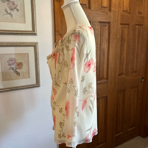 Banana Republic Cream and Pink Floral Blouse - Picture 8 of 11